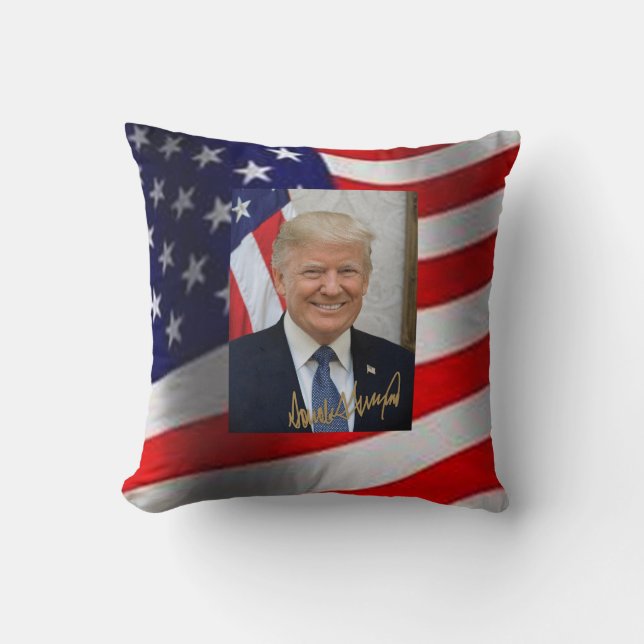 ALMOFADA ASSINADO PELO PRESIDENTE TRUMP (Frente)