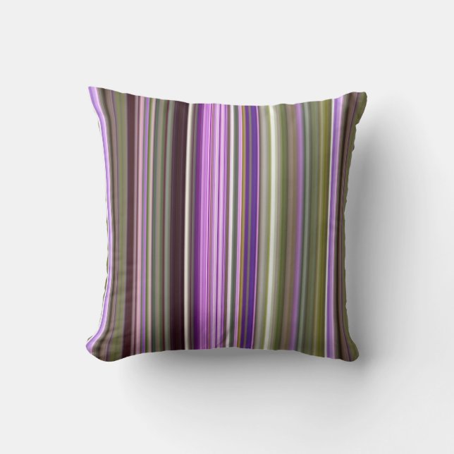 Almofada Áster Roxo Selvagem Listra Roxa e Verde (Frente)