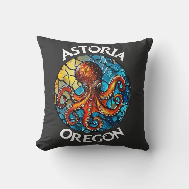 Almofada Astoria Oregon StainGlass Octopus (Frente)