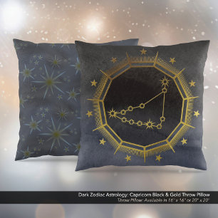 Almofada Astrologia Zodiaca Escura: Preto-Capricórnio e Dou