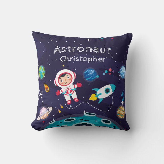 Almofada Astronaut child on the moon, monogrammed name (Frente)