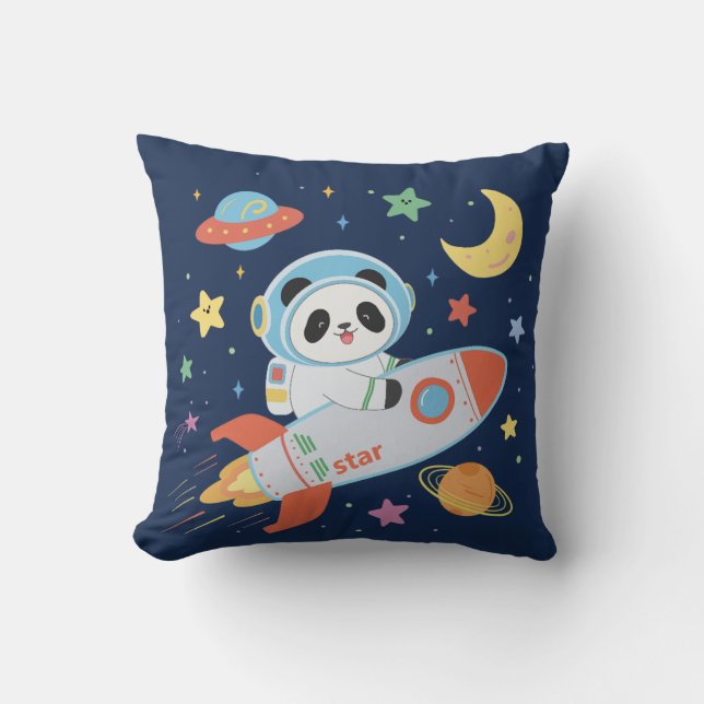Almofada Astronauta azul e laranja Panda (Frente)