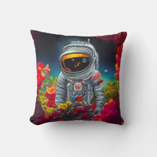 Almofada Astronauta Colorida no Espaço com Trabalho de arte