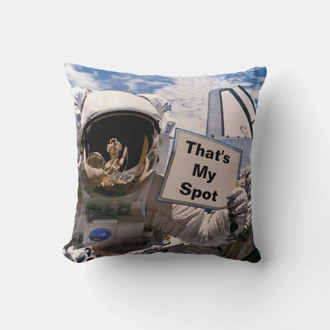 Almofada Astronauta da NASA segurando placa - Adicionar tex (Frente)