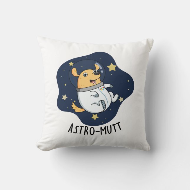 Almofada Astronauta de Cão Engraçado Astromutt (Frente)