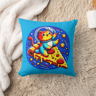 Almofada Astronauta de Gato Cósmico - Aventura de Pizza Esp