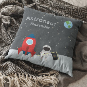 Almofada Astronauta de Menino na Lua, Nome Monograma