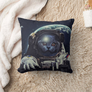 Almofada Astronauta Encantado Gato de Ar Curto no Espaço