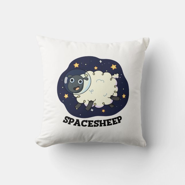 Almofada Astronauta Engraçado do Space Sheep Pun (Frente)