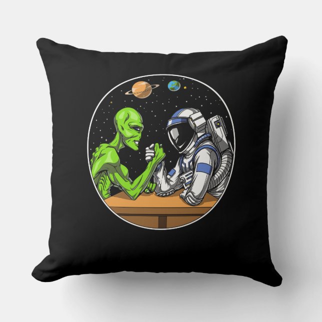 Almofada Astronauta Espacial Alienígena Braço Luta Engraçad (Frente)