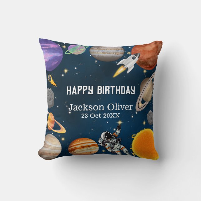 Almofada Astronauta Espacial Primeira Festa de aniversário (Frente)