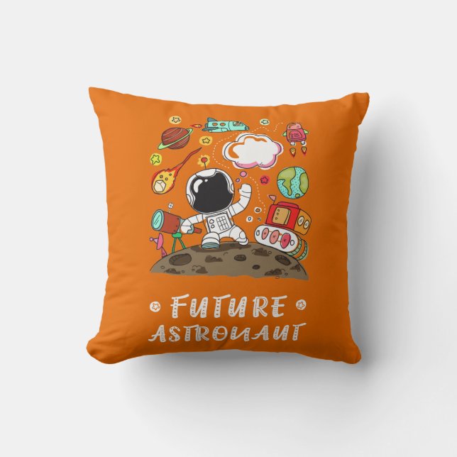 Almofada Astronauta futuro, espaço, planetas, Rocket. (Frente)