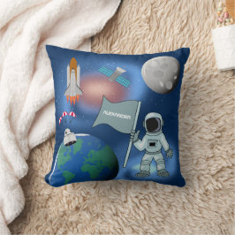 Almofada Astronauta no Espaço Galáxia Nome Personalizado
