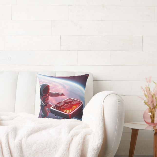 Almofada Astronautas fritando frango no espaço - Engraçado  (Sofá)