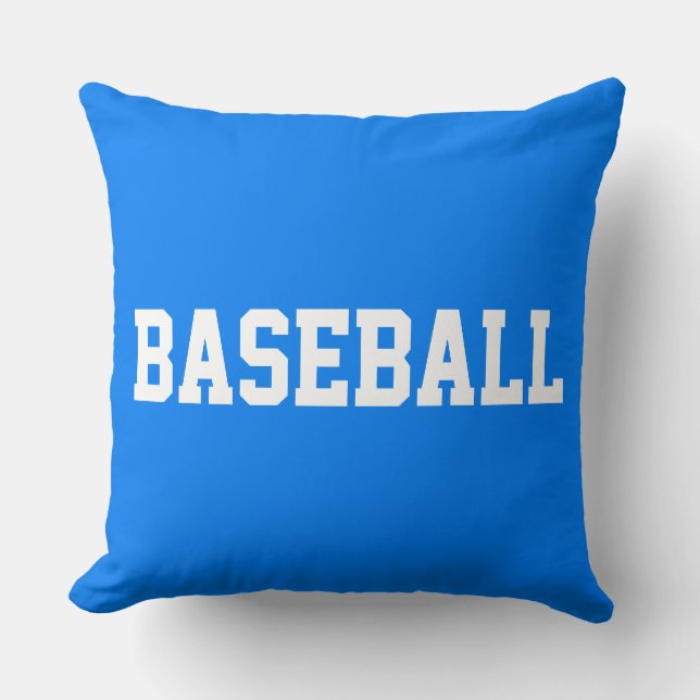 Almofada Athletic Bold White BASEBALL Text On Bright Blue (Frente)