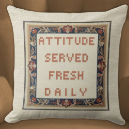 Almofada Atitude servida, bordada de Faux Funny Daily Funny