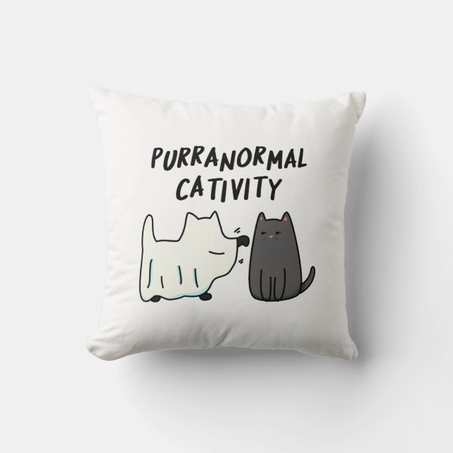 Almofada Atividade Puranormal Engraçada Pun de Gato de Hall (Frente)