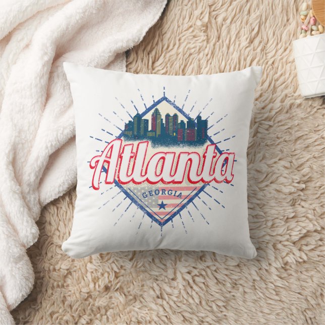 Almofada Atlanta Georgia Estados Unidos Retro Skyline (Cobertor)