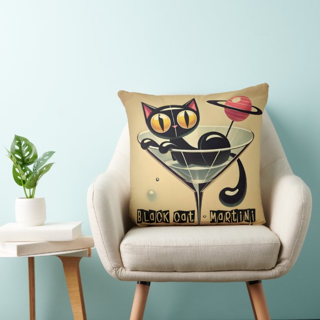 Almofada Atomic Futuristic Space Age Black Cat Martini (Cadeira)