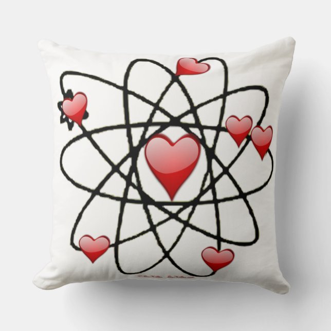 Almofada Atomic Valentine Corações Vermelhos (Frente)