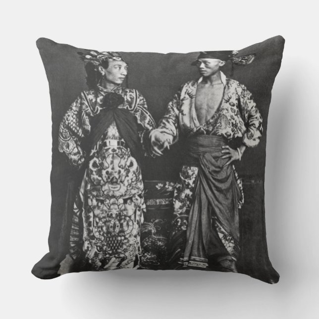 Almofada Atores chineses, c.1870 (foto de b/w) (Frente)