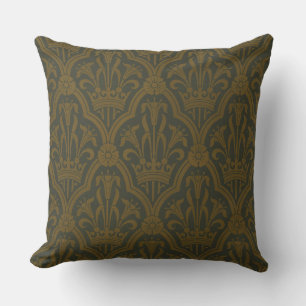 Almofada Audsley Ouro Antigo Lírio Coroa Verde Damask Arte