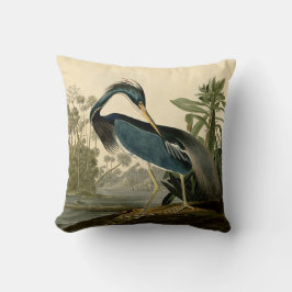 Almofada Audubon Garça da Louisiana Pássaros América Arte