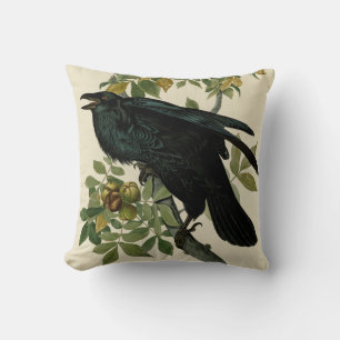 Almofada Audubon Raven Bird Classic Trabalho de arte
