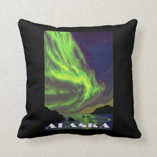 Almofada Aurora boreal e viagens vintage das orcas