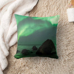 Almofada Aurora Boreal Praia Lofoten Noruega