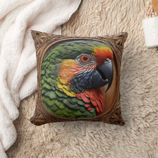 Almofada Aussie Spirit: Um Lorikeet Empoleirado Em Madeira  (Cobertor)