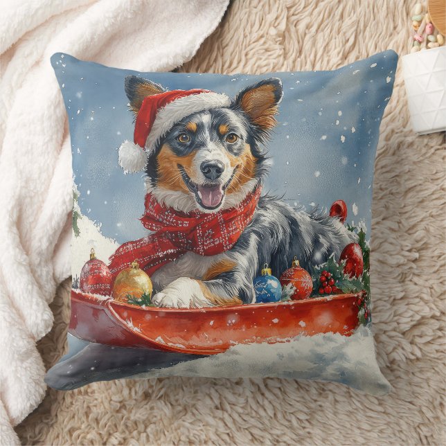 Almofada Australian Kelpie em Trenó Let it Snow Natal (Cobertor)