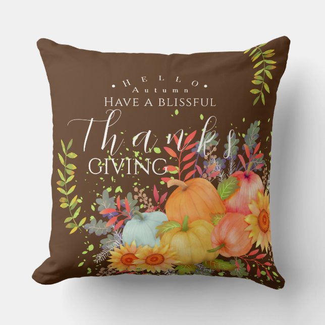 Almofada Autumn Ação de Graças Brown (Frente)
