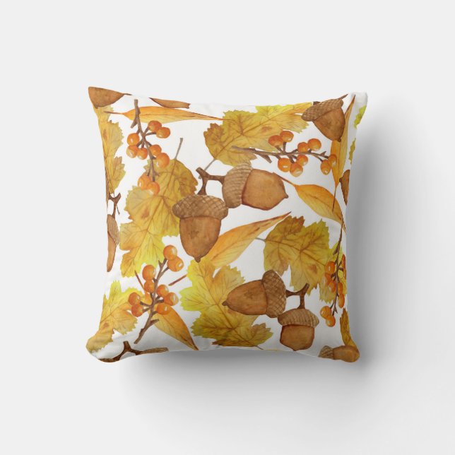 Almofada Autumn Acorns: Design de Ação de Graças de Waterco (Frente)