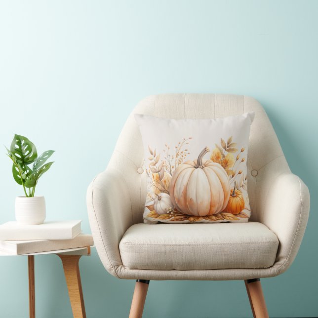 Almofada Autumn Boho Watercolor Pumpkin (Cadeira)