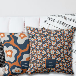 Almofada Autumn Cobalt Blues Rust Ovos Nome Personalizado