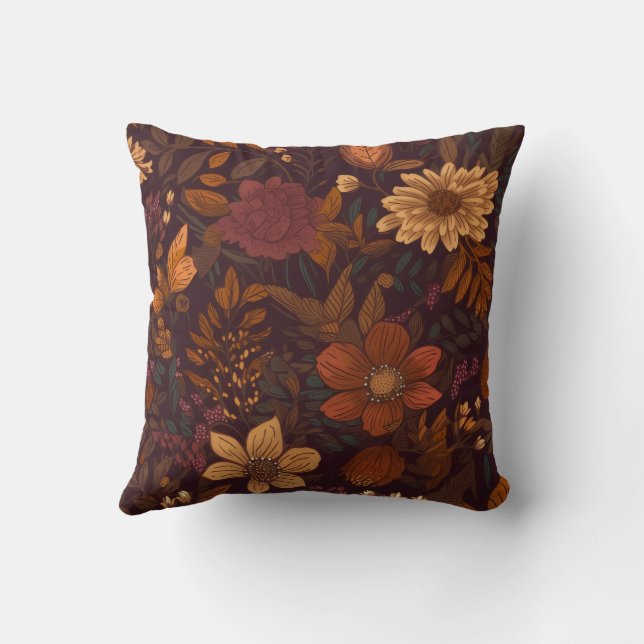 Almofada Autumn Dark Brown Flower Season Interior (Verso)