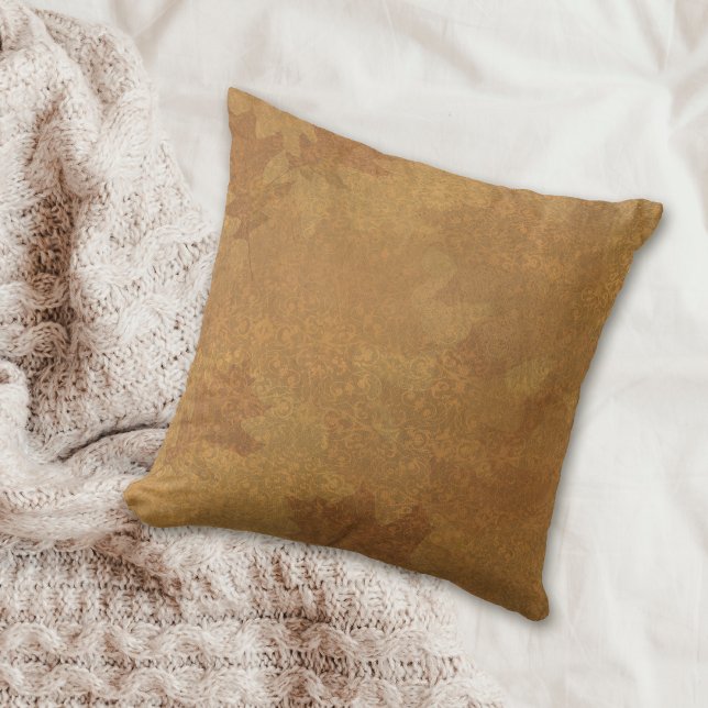 Almofada Autumn Dourado deixa Damask (Criador carregado)