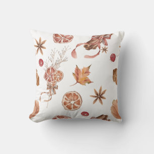 Almofada Autumn Fall Citrus Star Anise Cinnamon Watercolor