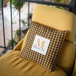 Almofada Autumn Fall Simples Orange Buffalo Check Personali