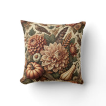 Autumn Fall Vintage Floral Pumpkin