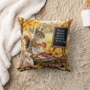 Almofada Autumn Farmstand com um esquilo