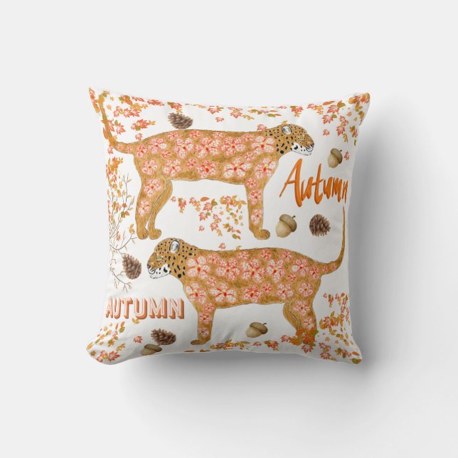 Almofada Autumn Floral Lepard Travesseiro decorativo (Frente)