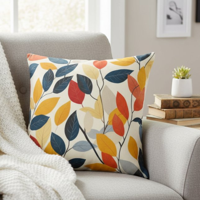 Almofada Autumn Leaf Motif Accent (Botanical leaf decorative pillow)