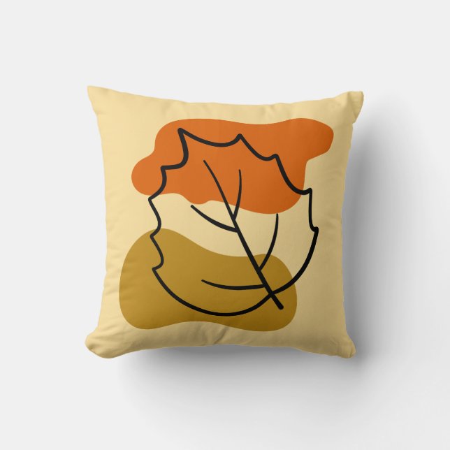 Almofada Autumn Leaf & Orange Blob Ocher Shécor Home (Frente)