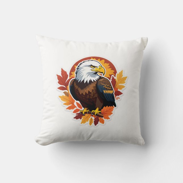 Almofada Autumn Leaves Luxe & Majestic Eagle Wallpaper (Frente)