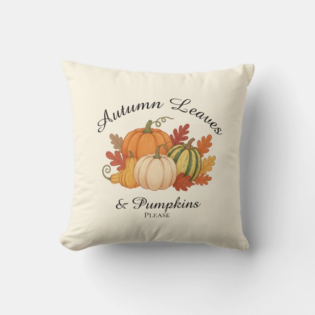 Almofada Autumn Leaves & Pumpkins - Cozy Harvest Fall Décor (Frente)