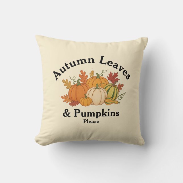 Almofada Autumn Leaves & Pumpkins - Ruído Queda Home Decor (Frente)