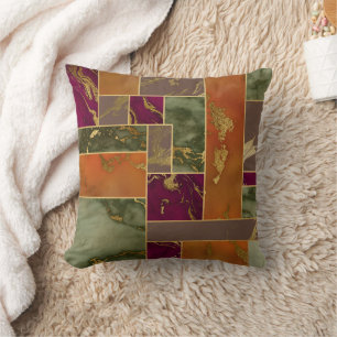 Almofada Autumn Luxury Mármore geométrico Dourado