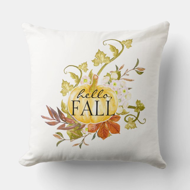 Almofada Autumn Pumpkin Hello Fall Travesseiro decorativo (Frente)